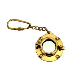 Nautical Brass Round Mirror Porthole Keychain